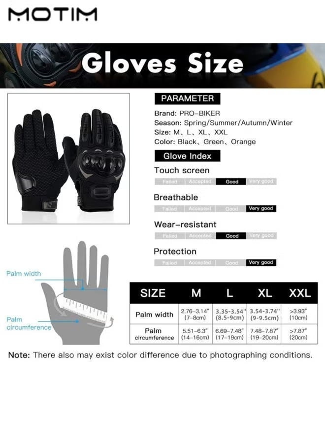 Motim Touch Screen Motorcycle Full Finger Gloves, Racing Gloves with Non Slip Rubber, Wear-Resistant, Good Grip Hard Knuckle Motorbike Protection Gloves - Image 3